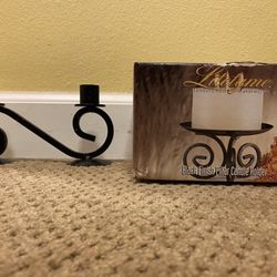 Set Of 3 Black Candleholders