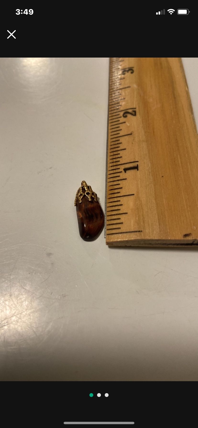 Vintage Carmel Colored Cats Eye Teardrop Fringed Pendant