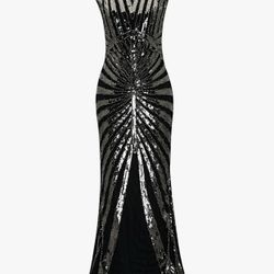 Black Sequin Long Dress 