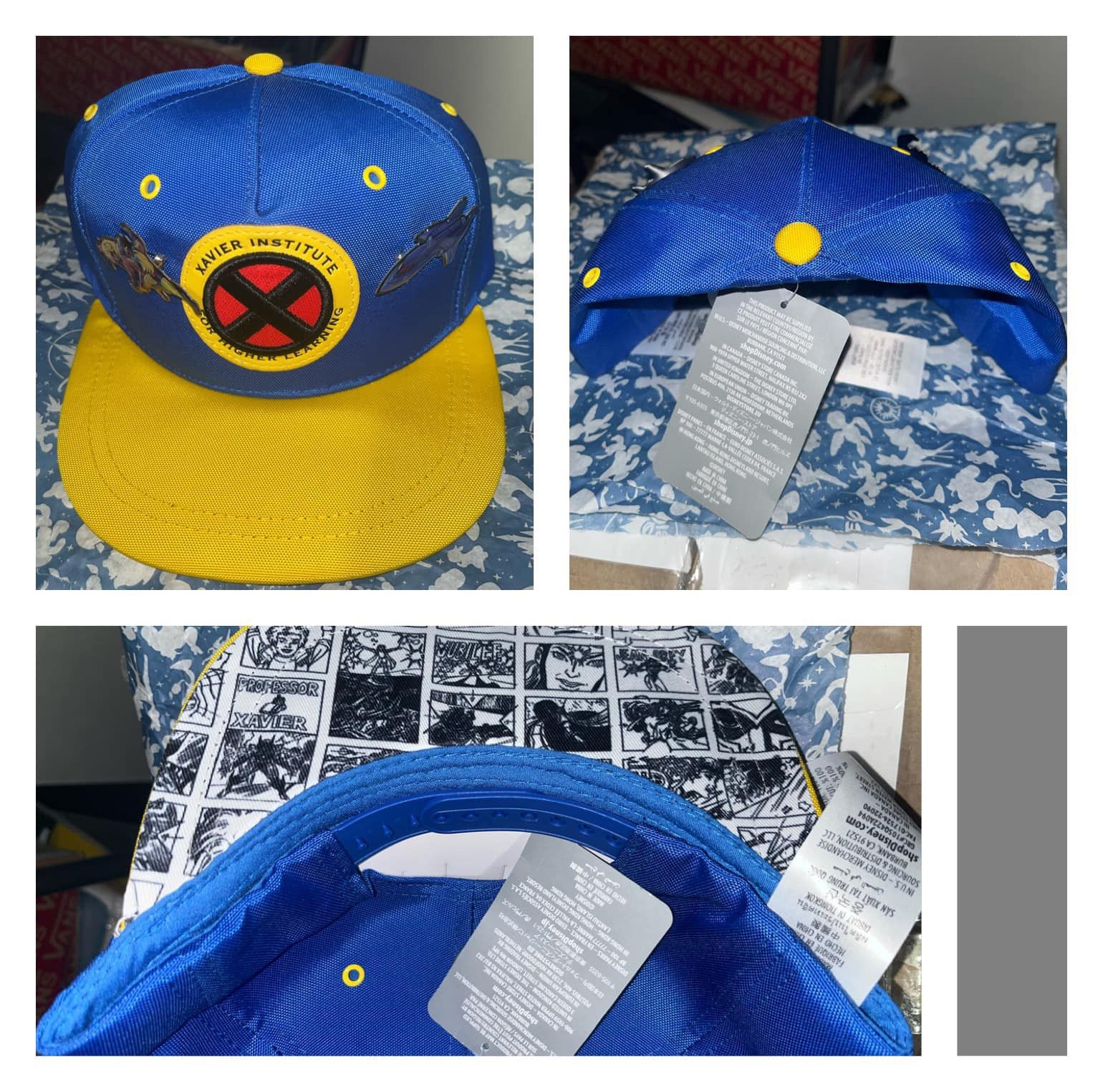 DISNEY PARKS Marvel X-Men "Xavier Institute" SnapBack Hat with 2 Pins (NWT)