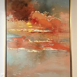 Z Gallerie Framed Orange/Yellow Hanging Canvas