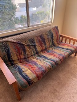 Wood Frame Futon with Southwestern Print Mattress