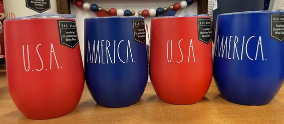 Rae Dunn Insulated Wine Glass America & USA Set Of 2