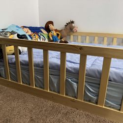 Twin Montessori Bed Toddler Floor Bed Wood Finish