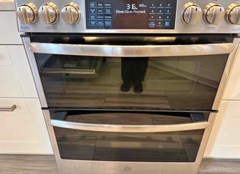 30" GE Profile Smart Slide-In Front-Control Gas Double Oven Convection...