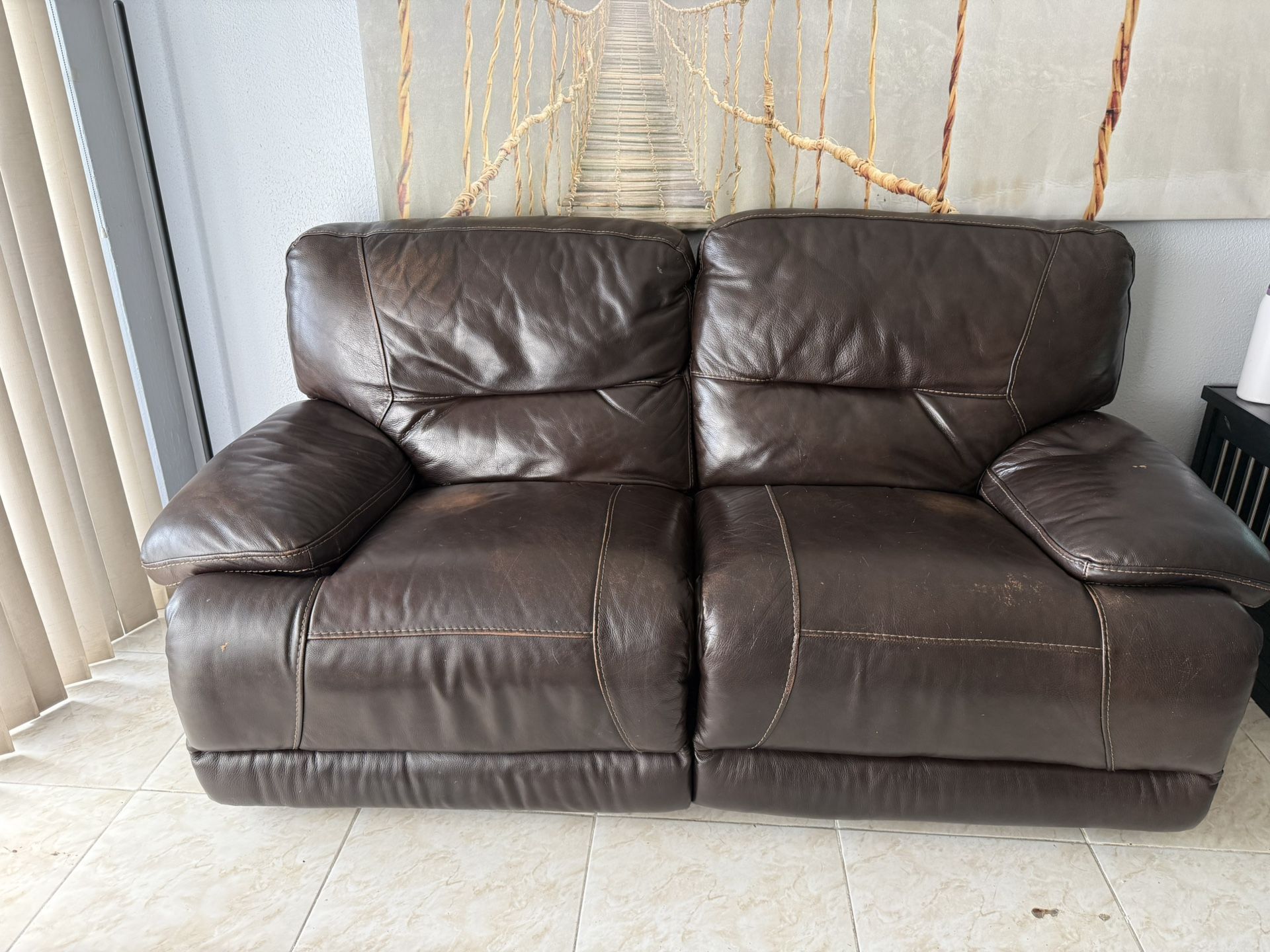 Reclining Leather Couch 