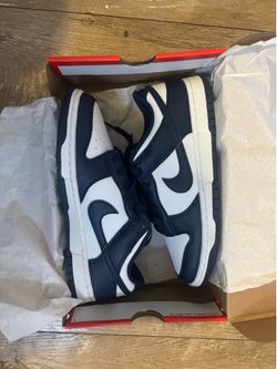 White & navy blue Nike dunks