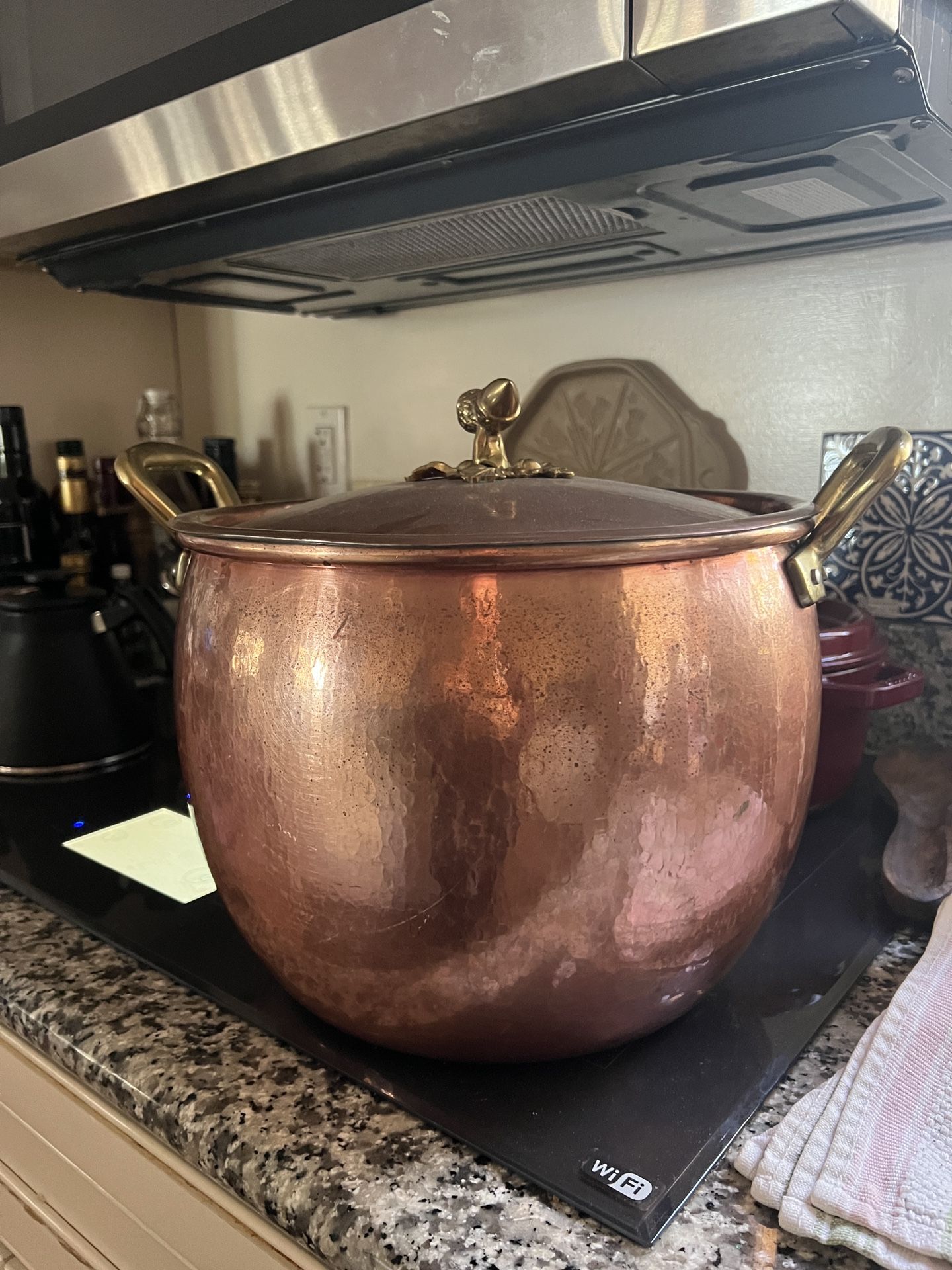 Ruffoni Historia Hammered Copper Stockpot 13.25 QT with Acorn Knob Lid — Made in Italy