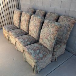 Set of 8 Lexington Furniture Upholstered Parson Style Dining Room Chairs 