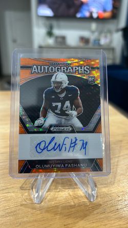 Olumuyiwa Fashanu 2024 Panini Prizm Draft Picks Rookie Orange Pulsar Prizm SSP 14/49 Autograph Card
