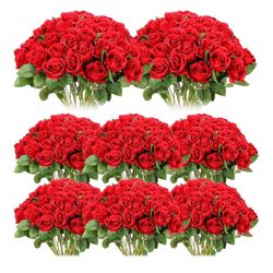 80 Pcs Rose Artificial Flowers Bulk with Long Stem, Silk Roses Realistic Fake Flowers Bouquet for Wedding Table Centerpieces Bridal Shower Party Home 