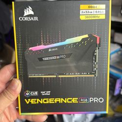 VENGEANCE® RGB PRO 64GB (2 x 32GB) DDR4 DRAM 3600MHz C16 Memory Kit — Black Intel Ready