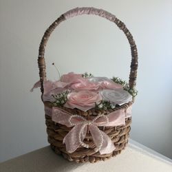 ribbon rose basket arrangement 