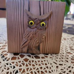 Vintage Owl Bookend Boho Bohemian Mid-century