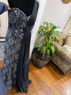 Size xl prom dress formal gown evening wear party wedding black lace