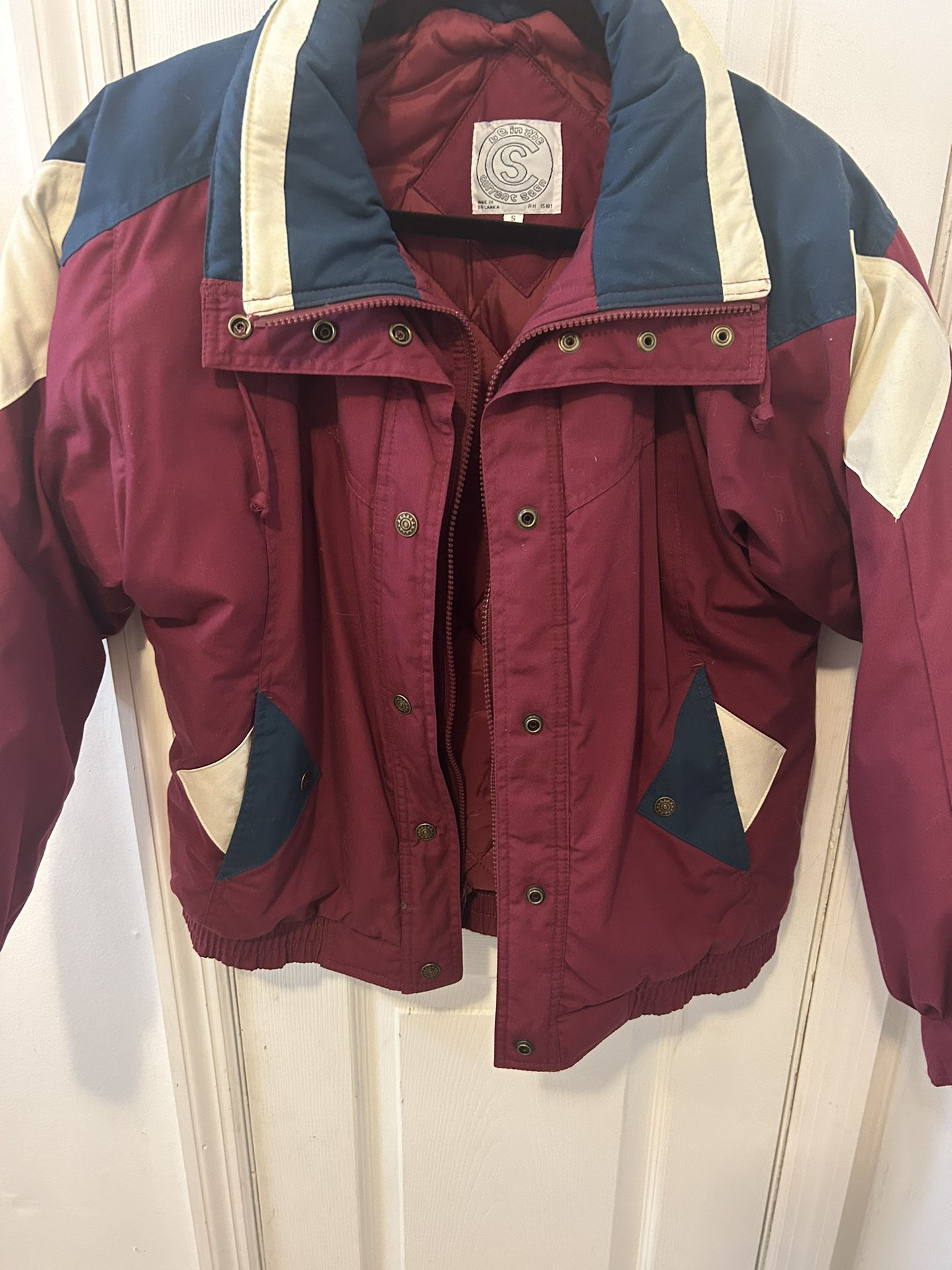Vintage Current Seen Puffer Jacket Maroon Teal White