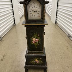 Vintage Mini Grandfather Clock – Hand-Painted Floral