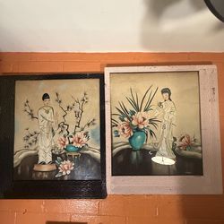Mid Century signed by the artist watercolors 36 x 32 each