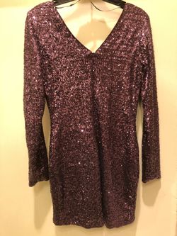 Purple sequin long sleeve dress Size M