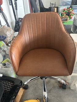 Brown Faux Leather Swivel Office Chair