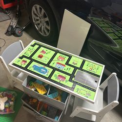 Kids 3 In 1 Play Table for Legos Or Duplo Bricks