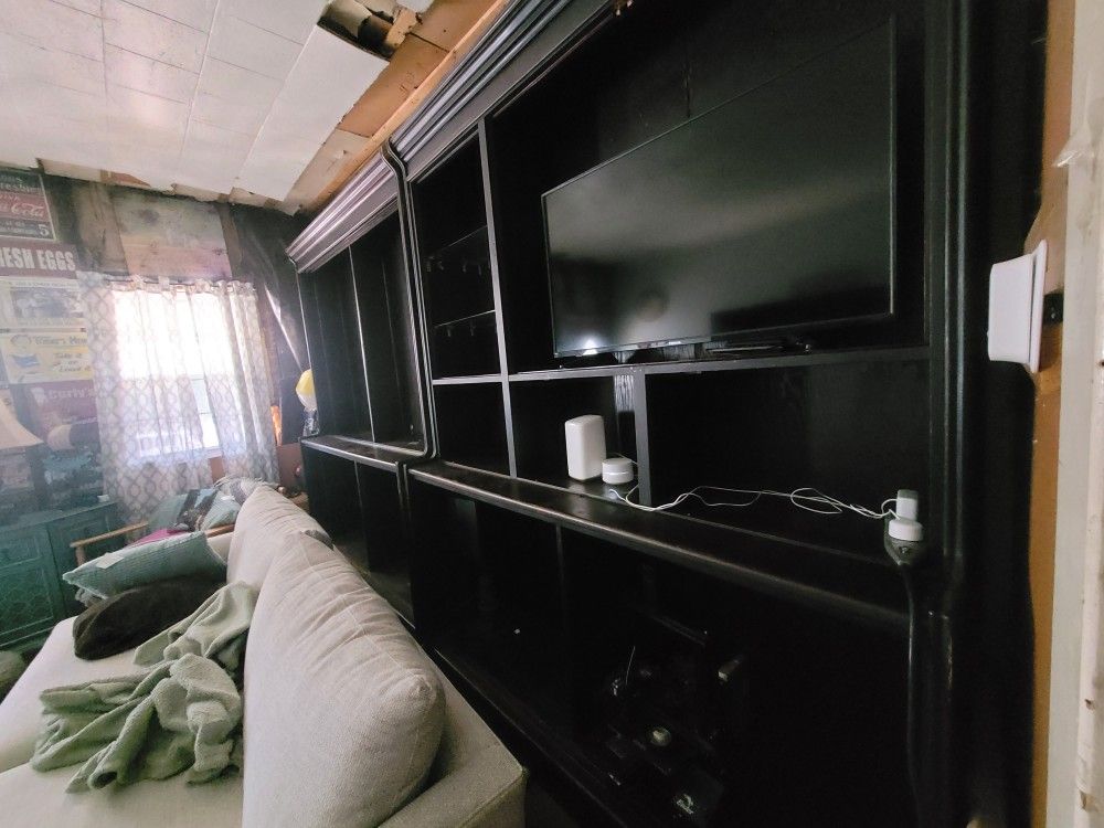 Antique Solid Wood Wall Unit – Timeless Character and Charm