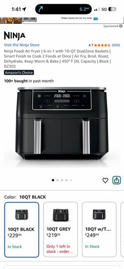 Ninja Foodi Air Fryer | 6-in-1 with 10-QT DualZone Baskets