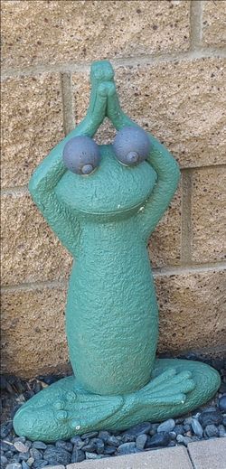 Verdigris Meditation Frog Statue