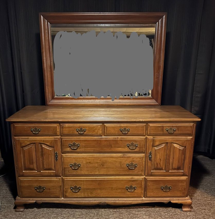 Kling Colonial Solid Maple Bureau With Mirror