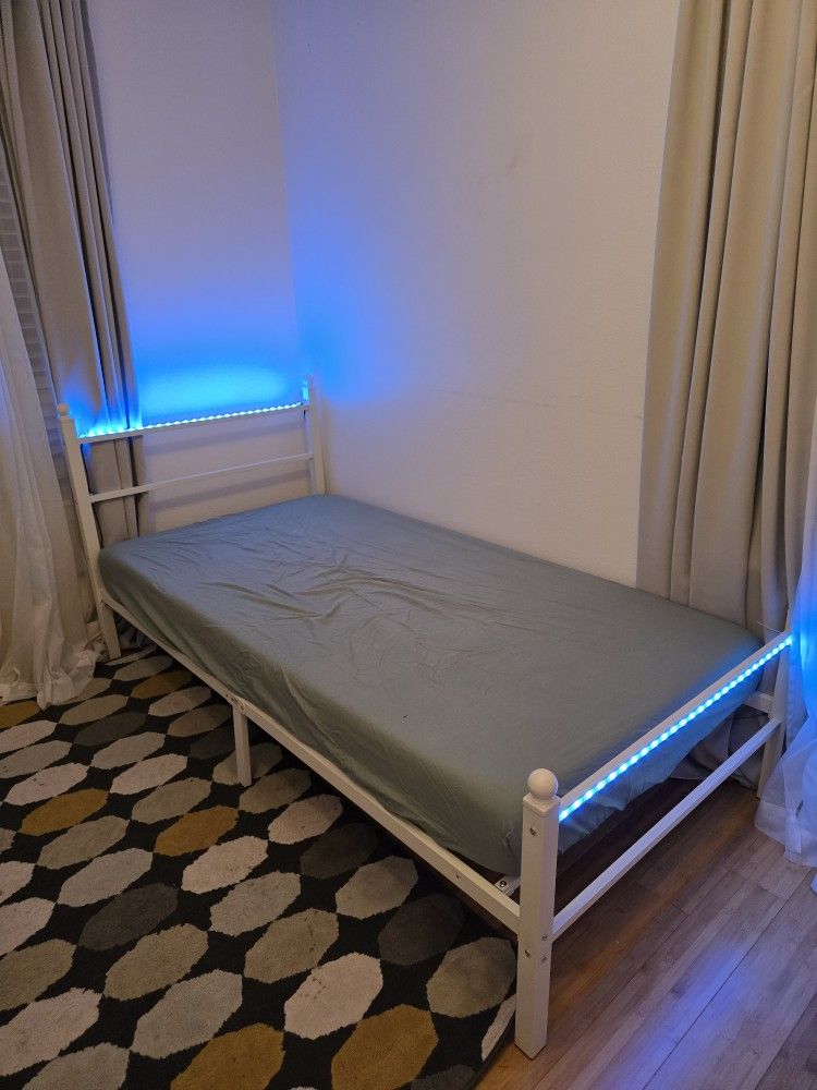 Metal Twin Bed with Light 