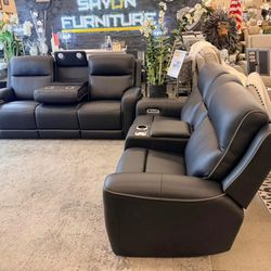 Leather Sofas - Cup Holders - Reclining - Sectional - Colors Available- Easy Clean - Same Day Delivery
