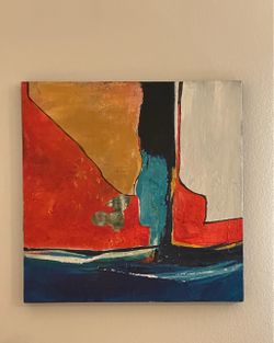 Stunning Large Square 24” By 24” Or 2 Ft By 2 Ft Abstract Modern Oil Painting On Canvas Wall Art