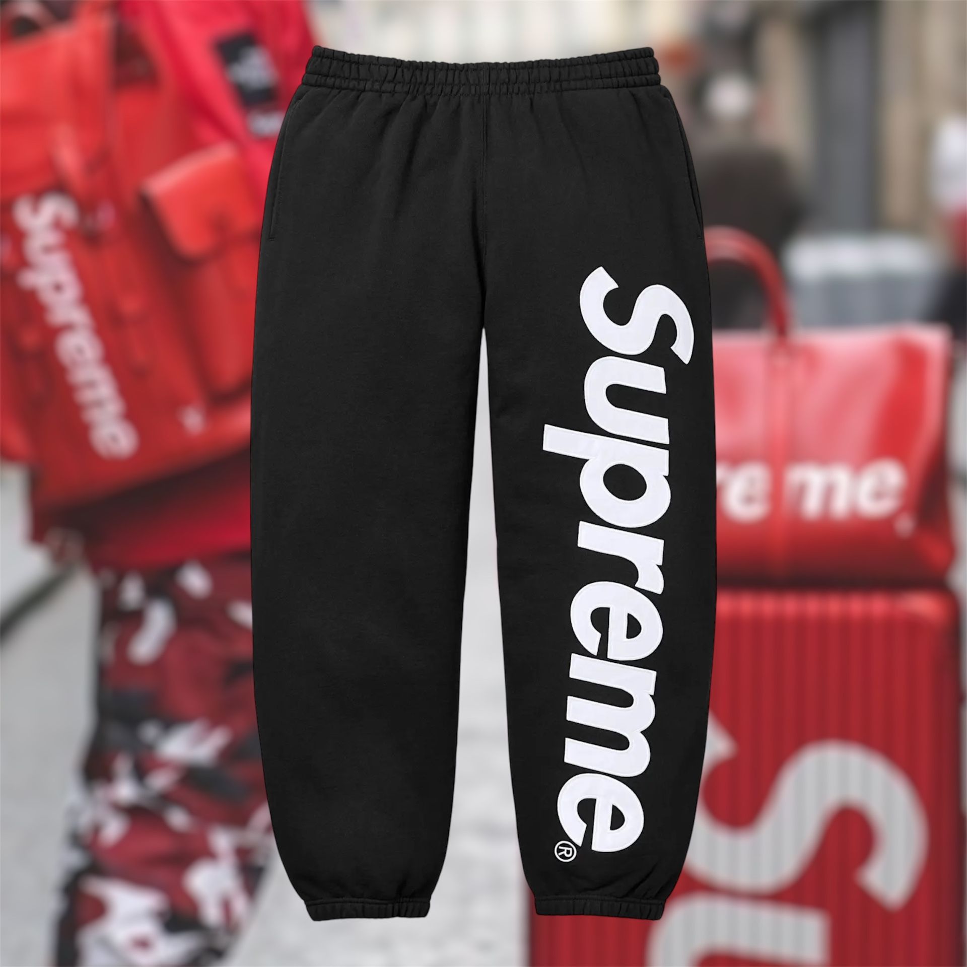 Supreme Satin Appliqué Sweatpants Black L