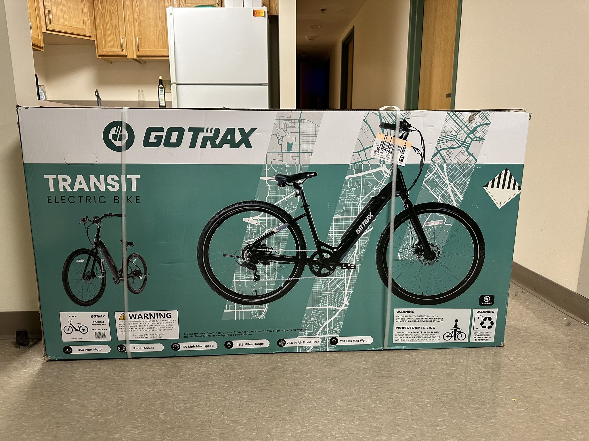 GOTRAX Adult Transit 27.5" Step Through Electric Hybrid Bike - Black