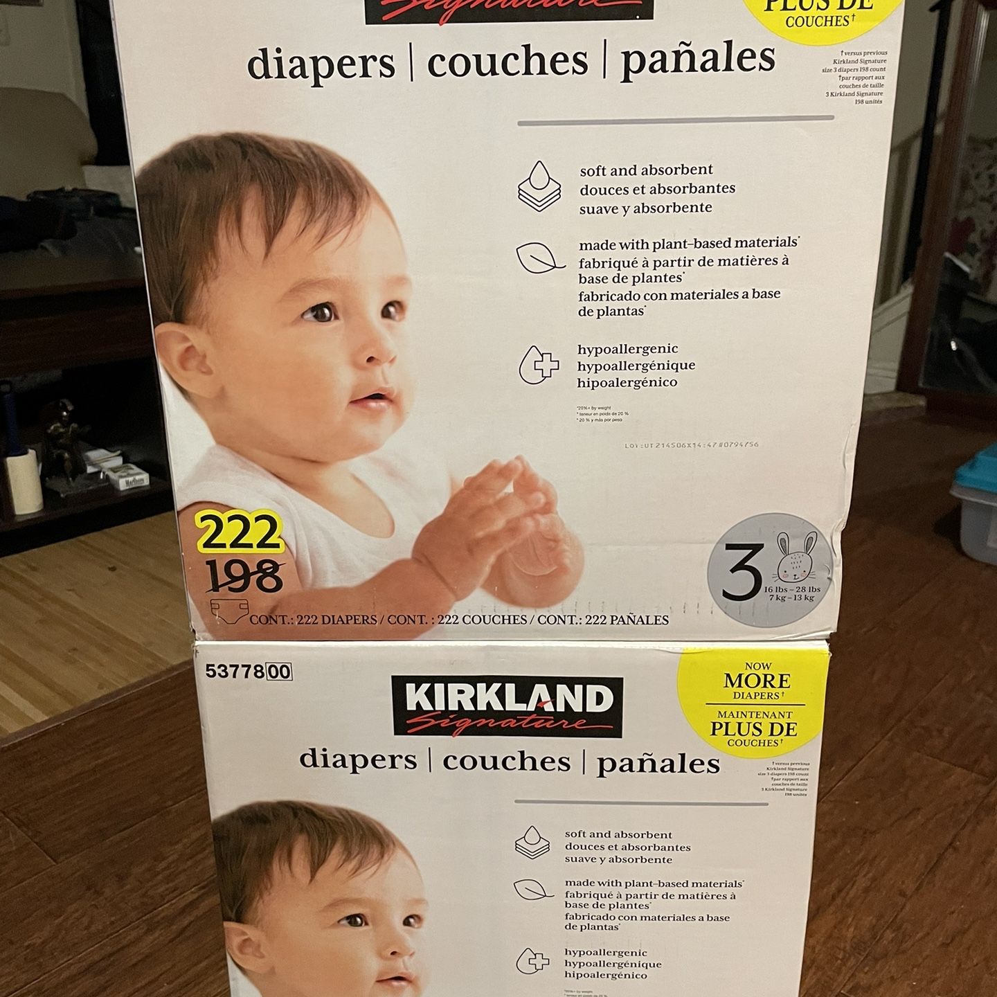 Kirkland Size 3, 222 Count Diapers (Two Boxes) for Sale in San  display picture 1