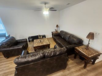 SOFA SET LOVE SET AND CHAIR. & 3 SET TABLE MARE SOILD WOOD