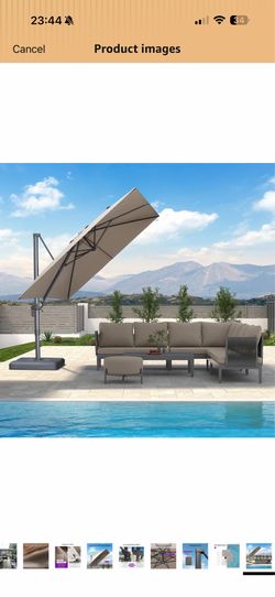 Patio Umbrella 10X 10Rectangle Cantilever Umbrella Large Aluminum Outdoor Umbrellas with 360-degree Rotation & UPF40+ Premium Fabric for Deck Pool Gar