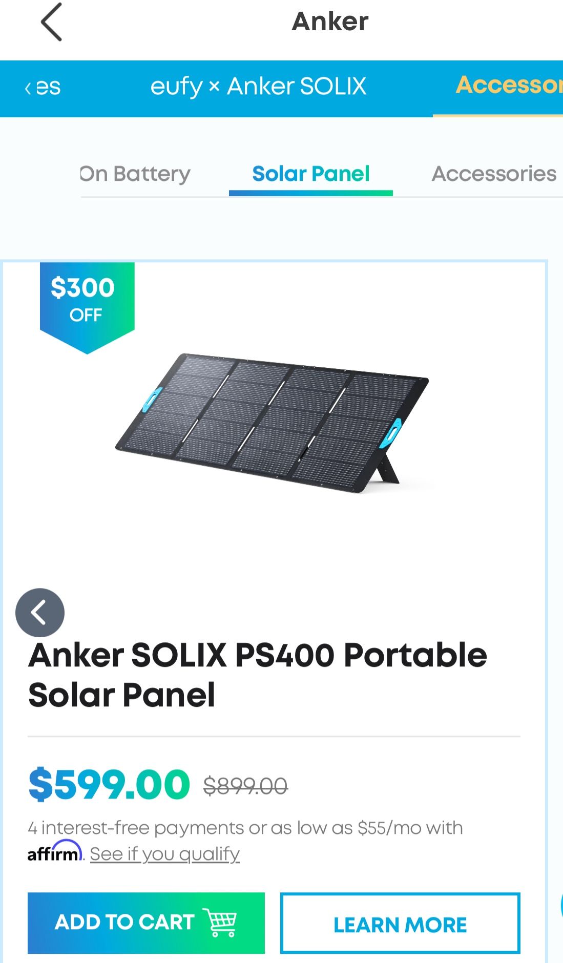 Anker SOLIX PS400 Portable Solar Panel New In box!