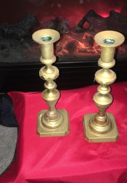 Heavy vintage brass candlestick holders