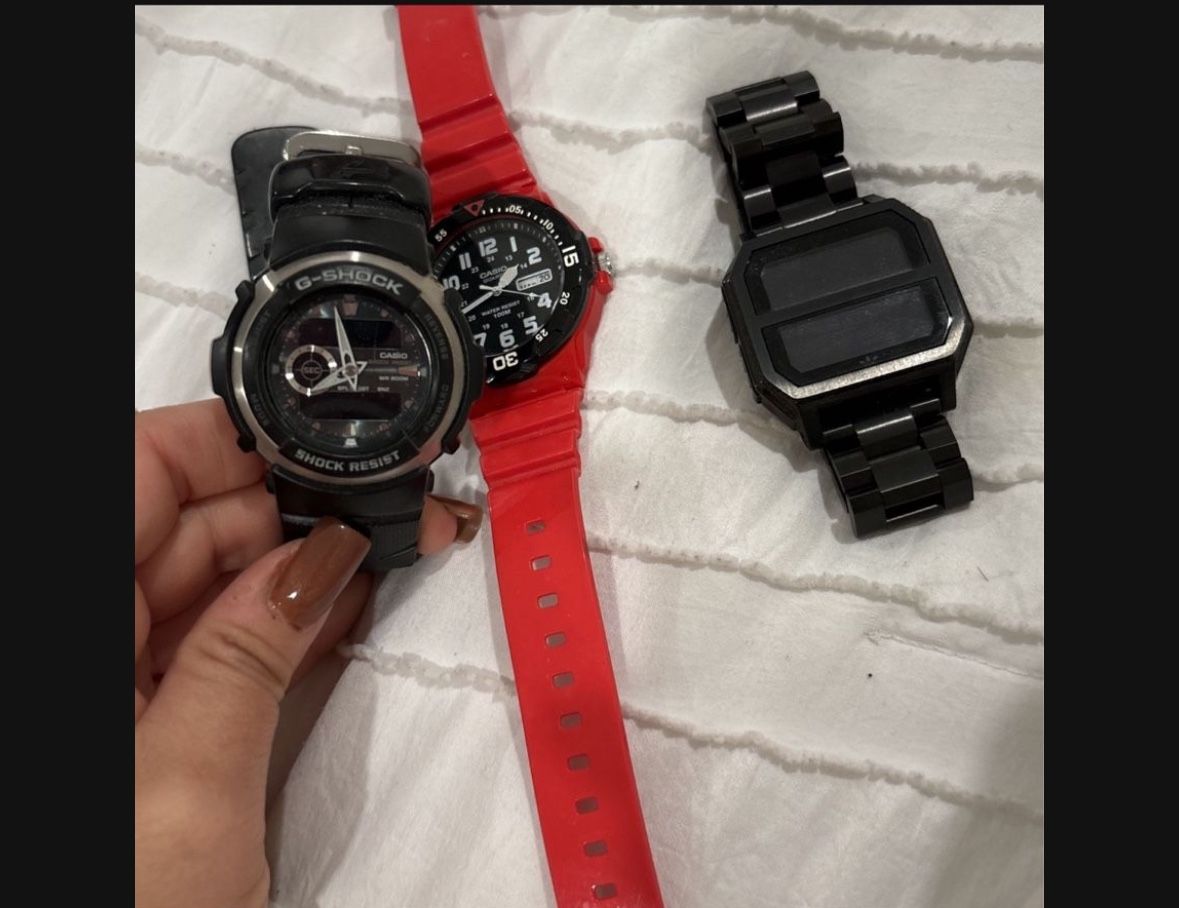 3 Men’s Watches G Shock Casio Adidas 