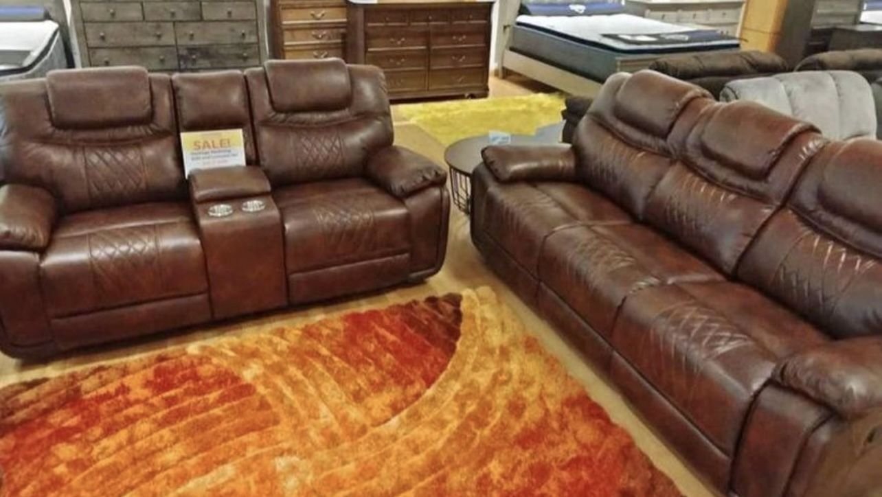 Santiago two-piece sofa loveseat recliner living room $1099 with easy finance