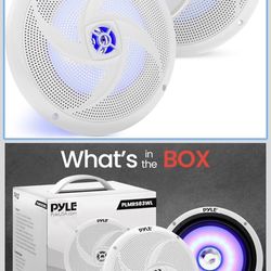 PyleUsa 8 Inch Marine Speakers - 2 Way Full Range Stereo Sound, 160 Watt, White 
