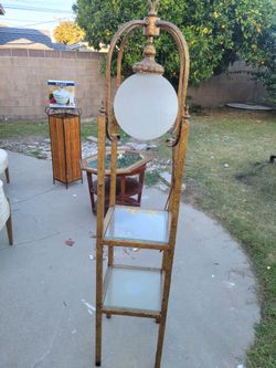 Gold Nightstand With Glass Lamp