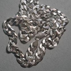 Silver Curb Chain Necklace 