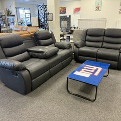 Reclining Sofa And Love Seat With Drop Down 