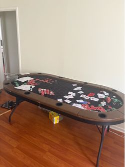 Texas Holdem table + chips and cards