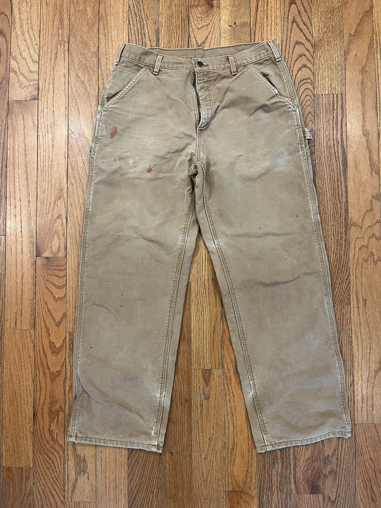 Carhartt Carpenter Pants Dungaree Fit B111 BRN Lined Canvas 33x30 Vintage