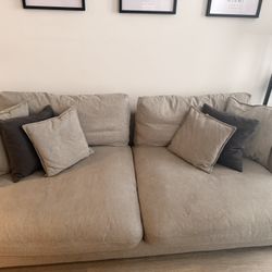 Gray Sofa Couch + Throw Pillows 