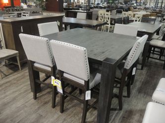 Rustic Gray Wood Counter-Height Square Dining Table 
