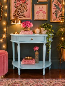 Vintage Aqua Blue Entryway Table / Side Table